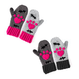 Grey crochet mittens with heart shaped cat paws designed to look like reanimated kitties / zombie cats inspired by Frankenstein's Monster - CorpseKitty Mittens by VelvetVolcano