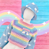 Cropped Ultra Pastel Rainbow Cloud Jumper / Sweater