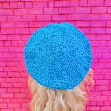 Turquoise / Cyan colour crochet beret. Essential Beret (Custom Colour) by VelvetVolcano