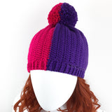Custom Colour (Pictured is Cerise & Violet) Half and Half Winter Bobble Hat by VelvetVolcano