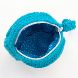 Bright Rainbow Cloud Coin Purse - Kawaii Crochet Turquoise Circular Change Pouch by VelvetVolcano