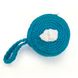 Bright Rainbow Cloud Coin Purse - Kawaii Crochet Turquoise Circular Change Pouch by VelvetVolcano