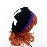 Black & White Crossbones Beret - Custom Colour Crochet Spooky Skeleton Bone Hat by VelvetVolcano