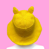 Cyclops Crocheted Bucket Hat in Yellow, Neon Green, Neon Orange and Neon Pink by VelvetVolcano