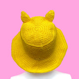 Cyclops Crocheted Bucket Hat in Yellow, Neon Green, Neon Orange and Neon Pink by VelvetVolcano