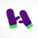 Violet & New Green Duotone Mittens - Crochet Two Tone Custom Colour Hand Warmers by VelvetVolcano