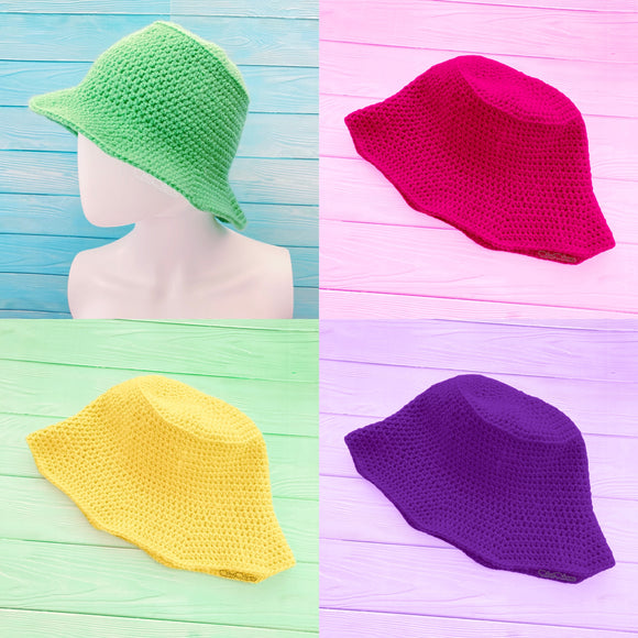 Custom Colour Crochet Bucket Hat by VelvetVolcano
