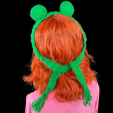 Emerald Green Froggy Tie Headband - Custom Colour Kawaii Crocheted Frog Eyes Hair Band by VelvetVolcano
