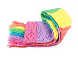 Yume Kawaii Fairy Kei Pastel Rainbow Striped Colour Block Crochet Scarf by VelvetVolcano