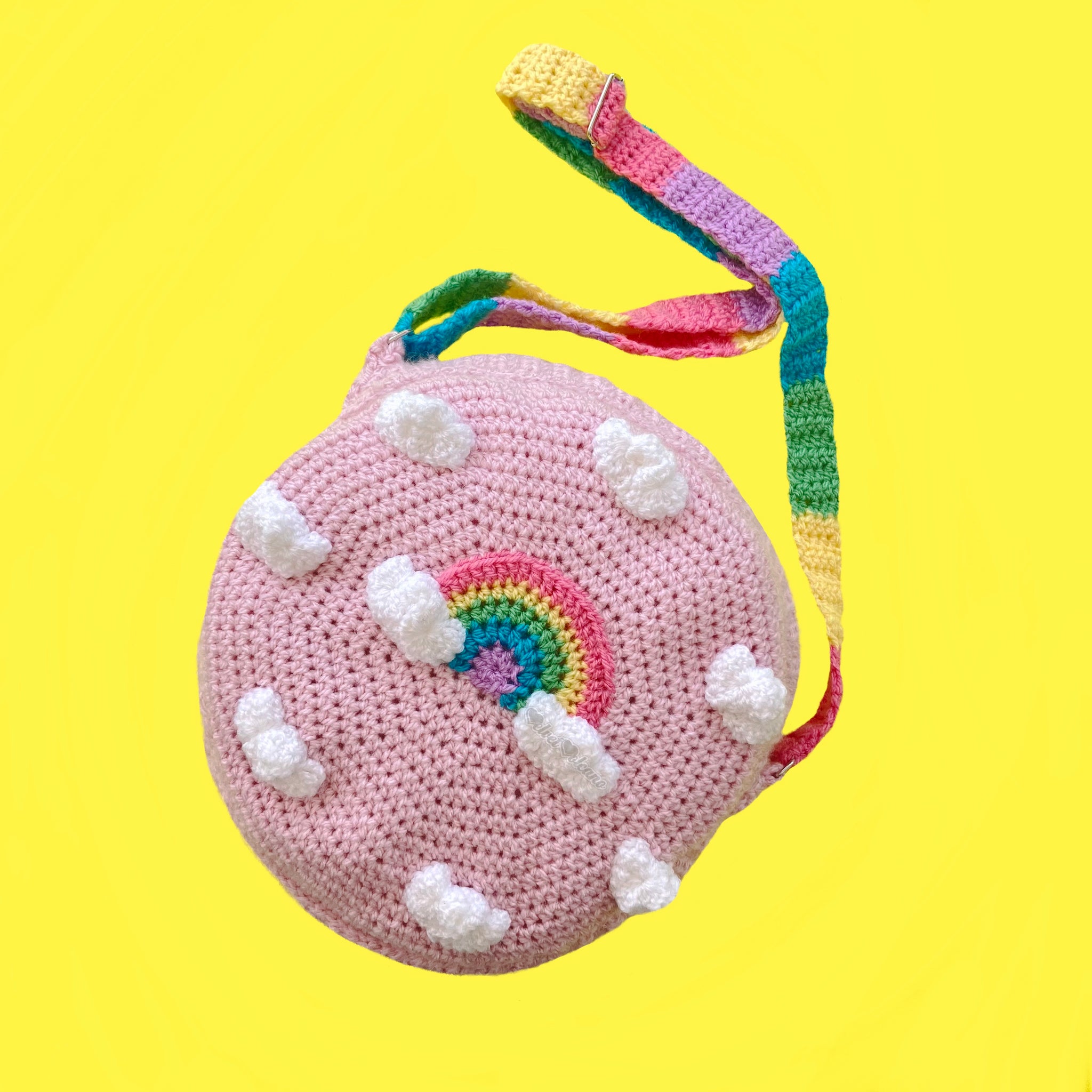 Rainbow Crochet Bag For Women, Cute Knitted Shoulder Bags, Clouds