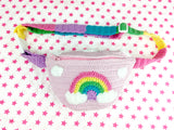 Pastel Rainbow Cloud Bum Bag with Rainbow Striped Adjustable Strap that fits from UK size 6-22 by VelvetVolcano - Fairy Kei Kawaii Fanny Pack / Belt Bag / Waist Bag