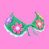 Pastel Rainbow Daisy Daze Collar - Fairy Kei Kawaii Cottagecore crocheted Peter Pan style collar by VelvetVolcano