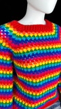 Bright Rainbow Striped Jumper - Baby, Childrens and Womens Raglan Granny Stripe Crochet Sweater by VelvetVolcano