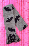 Grey and black print chunky crochet scarf with tassels by VelvetVolcano