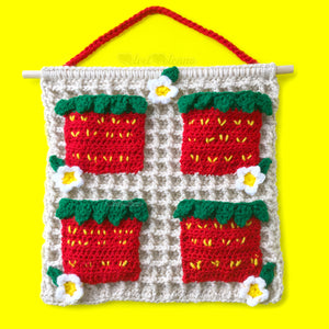 VelvetVolcano Strawberry Waffle Crochet Hanging Organiser
