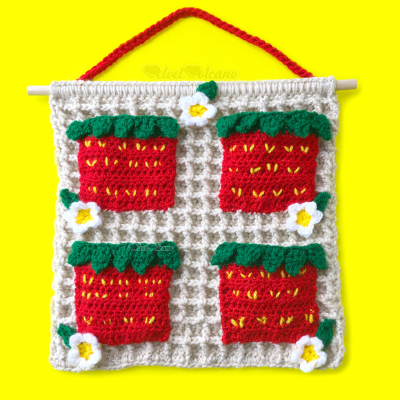 VelvetVolcano Strawberry Waffle Crochet Hanging Organiser