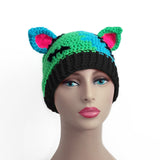 A mannequin wearing a VelvetVolcano FrankenKitty Beanie