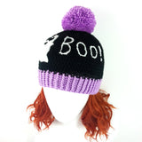 BOO! Ghost Pom Pom Beanie - Pastel Goth Crochet Bobble Hat by VelvetVolcano