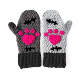 CorpseKitty Mittens - Grey, Black and Pink Frankenstein & Zombie Inspired Crochet Mittens by VelvetVolcano