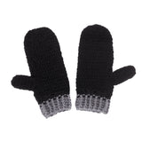 Black crocheted mittens with grey cuffs by VelvetVolcano