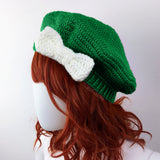 Emerald & White Bow Beret - Custom Colour Vintage Inspired Crochet Hat by VelvetVolcano