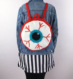 Crochet Eyeball Backpack with Turquoise Iris by VelvetVolcano