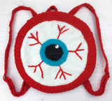 Crochet Eyeball Backpack with Turquoise Iris by VelvetVolcano