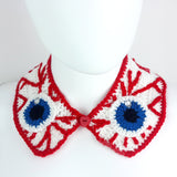 Peter Pan Style Detachable Crochet Collar with Eyeball and Bloodshot Pattern. Eye See You Collar by VelvetVolcano