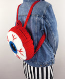 Crochet Eyeball Backpack with Royal Blue Iris by VelvetVolcano