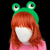 Emerald Green Froggy Tie Headband - Custom Colour Kawaii Crocheted Frog Eyes Hair Band by VelvetVolcano