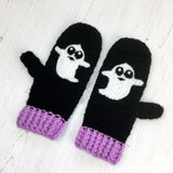 Custom Colour Crochet Ghost Mittens by VelvetVolcano