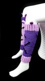 Lilac and Violet Cat Ear Crochet Leg Warmers inspired by Frankenstein's Monster - NecroKitty Leg Warmers by VelvetVolcano