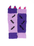 Lilac and Violet Cat Ear Crochet Leg Warmers inspired by Frankenstein's Monster - NecroKitty Leg Warmers by VelvetVolcano