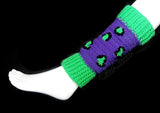Violet, Neon Green and Black Leopard Print Crochet Leg Warmers by VelvetVolcano