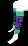 Violet, Neon Green and Black Leopard Print Crochet Leg Warmers by VelvetVolcano