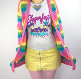 Pastel Rainbow Striped Crochet Cardigan by VelvetVolcano 