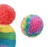 Pastel Rainbow Striped Pom Pom Beanie - Cute Candy Coloured Bobble Hat - Kawaii Baby Hat - Rainbow Kids Beanie - in sizes 3-6 Months - Teen / Small Adult by VelvetVolcano