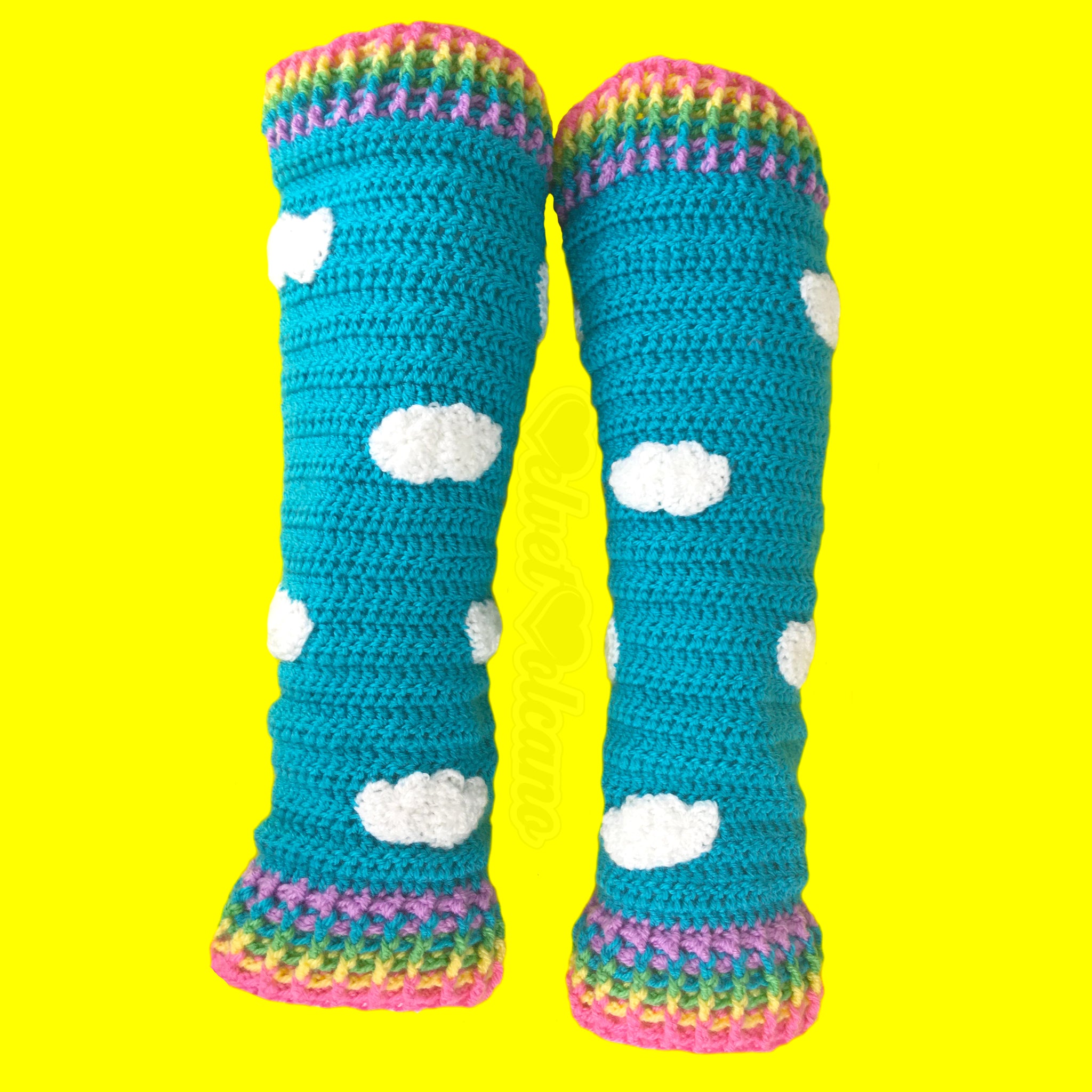 Rainbow Cloud Leg Warmers - Colourful Pastel or Bright Fairy Kei