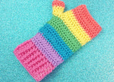 Pastel Rainbow Striped Fingerless Gloves