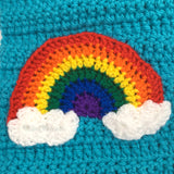 Turquoise & Bright Rainbow Cloud Chunky Scarf & Fingerless Gloves Set by VelvetVolcano
