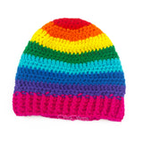 Rainbow Striped Baby Beanie - Kids Multicoloured Crochet Hat by VelvetVolcano