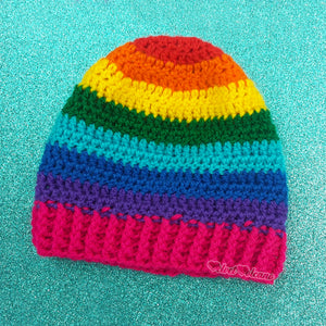 Rainbow Striped Baby Beanie - Kids Multicoloured Crochet Hat by VelvetVolcano