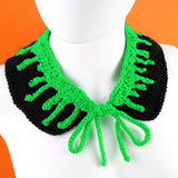 Neon Green & Black Slime Drip Design Crochet Peter Pan Collar - Detachable / Removable Spooky Gothic Halloween Neckpiece by VelvetVolcano