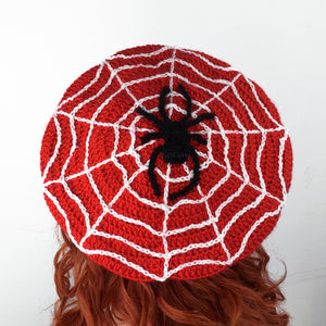 Spider Web Beret - Custom Colour Crochet Cobweb Hat by VelvetVolcano