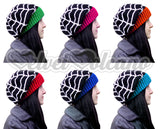 Custom Colour Slouchy Spider Web Crochet Beanie by VelvetVolcano