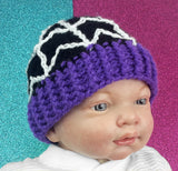 Kids Bespoke Spider Web Beanie - Black, Purple & White Baby & Child Crochet Cobweb Winter Hat by VelvetVolcano