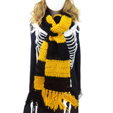 Chunky Crochet Yellow & Black Striped Long Tassel Scarf by VelvetVolcano